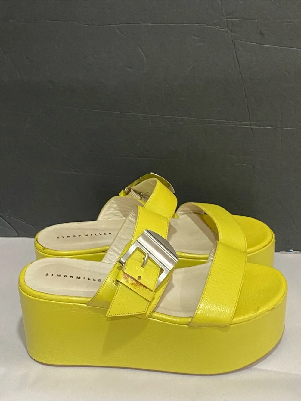 Simon Miller Yellow Leather Coaster Platform Sandals – Buckle Accent – Size 7
